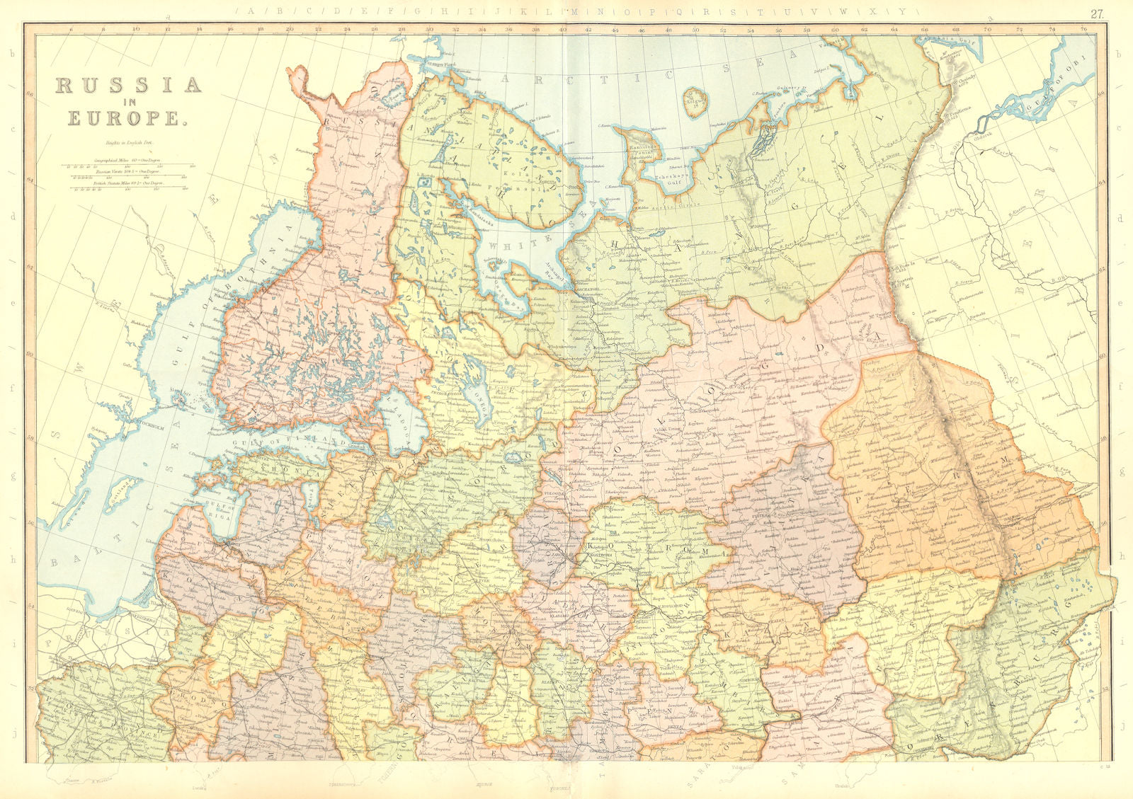 EUROPEAN RUSSIA. Finland Latvia Baltics. Scale in Versts. BLACKIE 1893 old map